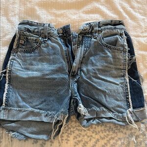 AG Adriano Goldschmied Blue Frayed Jean Shorts